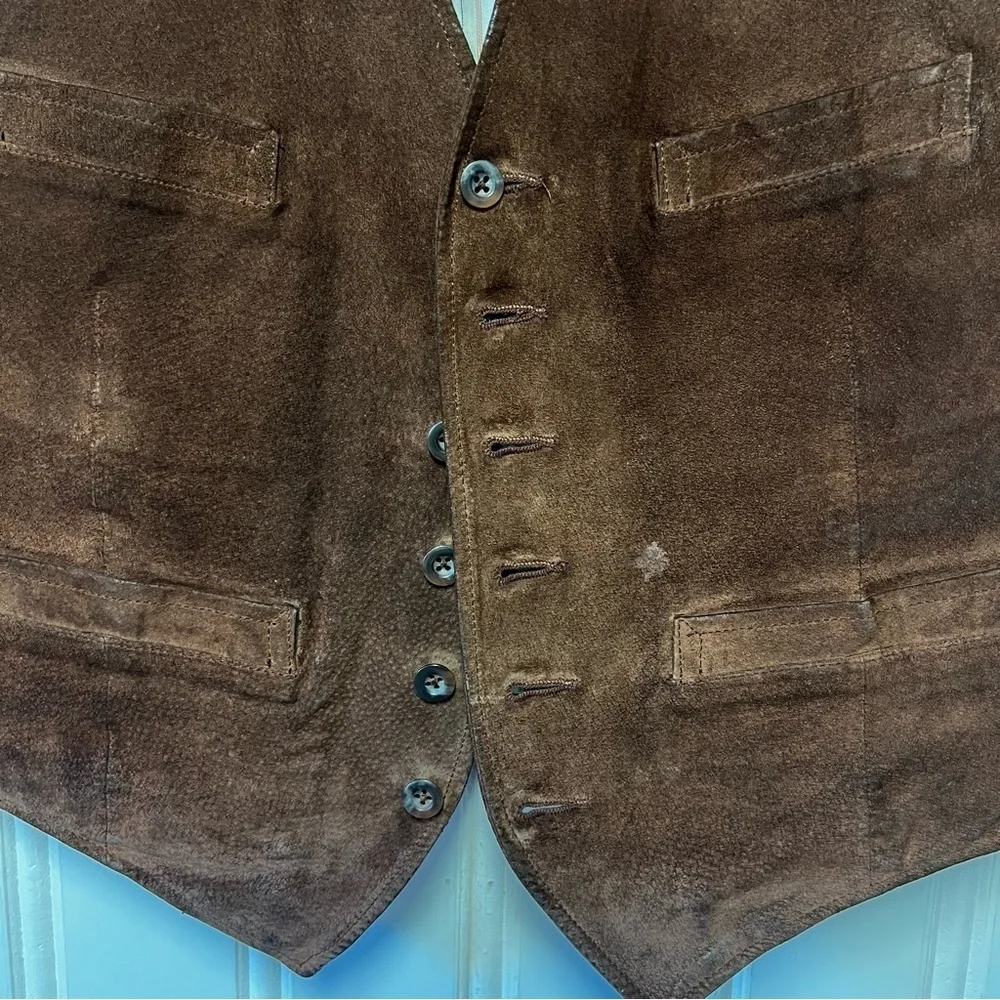 GAP Genuine Leather Suede Vest Men’s Medium Dark Brown Western Vintage Style